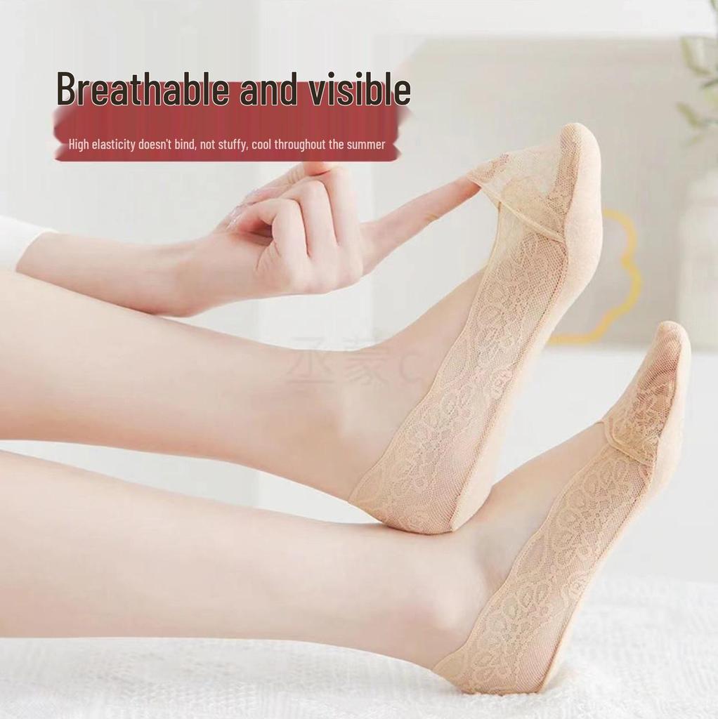Women's Non-Slip Thin Lace Boat Socks - Invisible Low-Cut Summer Style