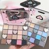Dikalu Sweetheart Eyeshadow Palette Cool Toned Matte Light Pearl Shiny Black Pink Smokey Blue Punk Metallic Eye Shadows Makeup