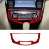 Red Carbon Fiber Digital Climate Control Cover Trim For Nissan Rogue 2014-2016