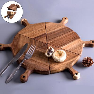 6Pcs Wooden Pizza Tray Bread Cake Cutting Board Household Baking Plate Kitchen Bakeware