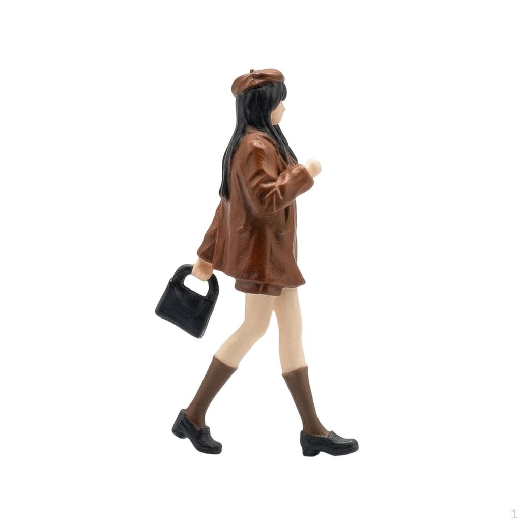 Miniature Girl Figure Detailed 1:64 Scale HandPainted Resin Figurine for Diorama Builders,
