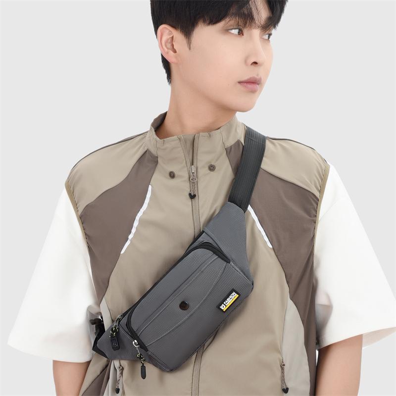 Men's Casual Sports Travel Waist Bag Lightweight Riding Chest Large Capacity Crossbody Bag  Phone Pocket