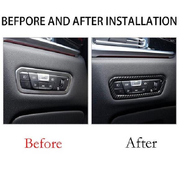 Carbon Fiber Fit For BMW X6 G06 Car Headlight Switch Control Cover Trim