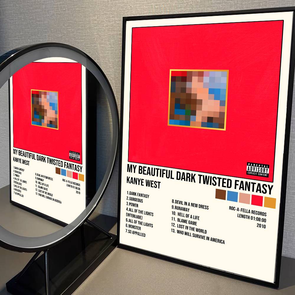 Ράπερ Kanye West Ασπρότυπο Αφίσα Αδιάβροχο Χαρτί Αυτοκόλλητο Καφετέρια Μπαρ Αισθητική Τέχνη Τοιχογραφία