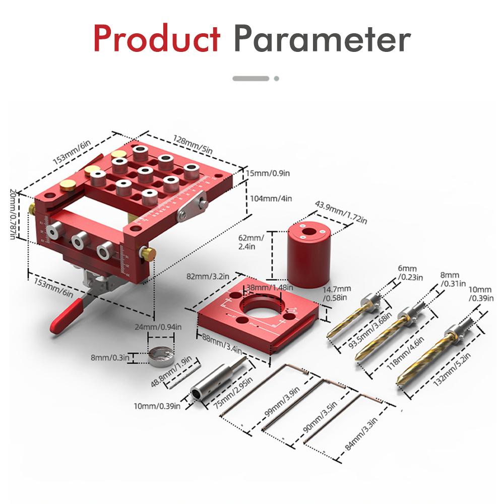 Aluminum Alloy Woodworking Multifunctional 3-in-1 Hinge Locator Punch Woodworking Tools Furniture Hole Punch Locator Punch Tool