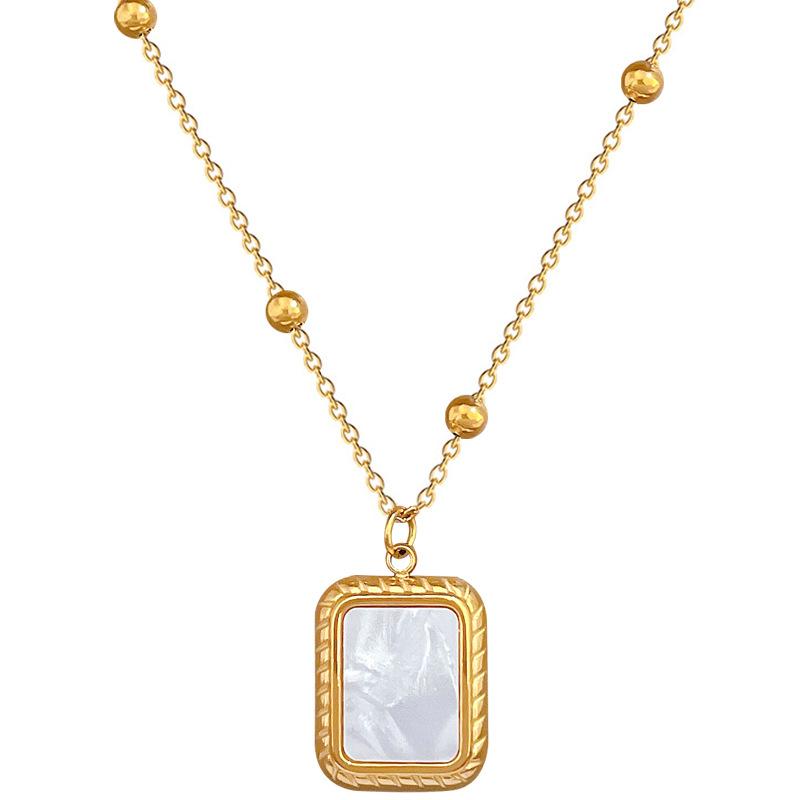 Square Shell Personalized Minimalist Furnace Real Gold Necklace Female Collarbone Chain
