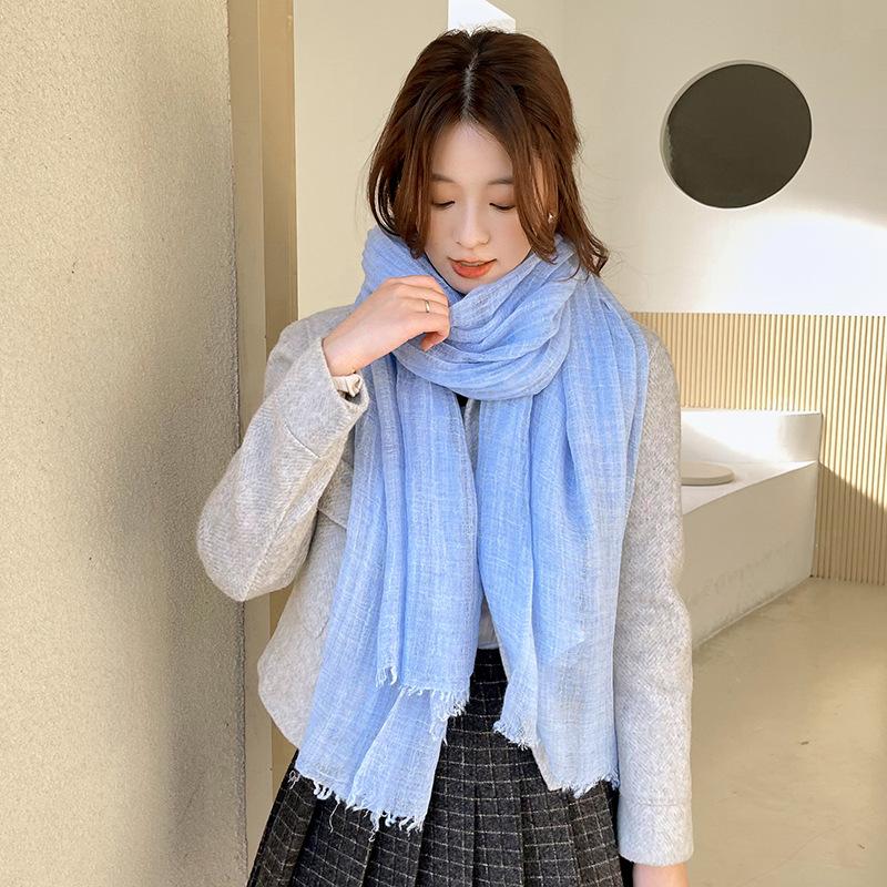 Wool Scarf New Autumn and Winter Solid Color Scarf Medium Long Style Fashionable Shawl Scarf for Women