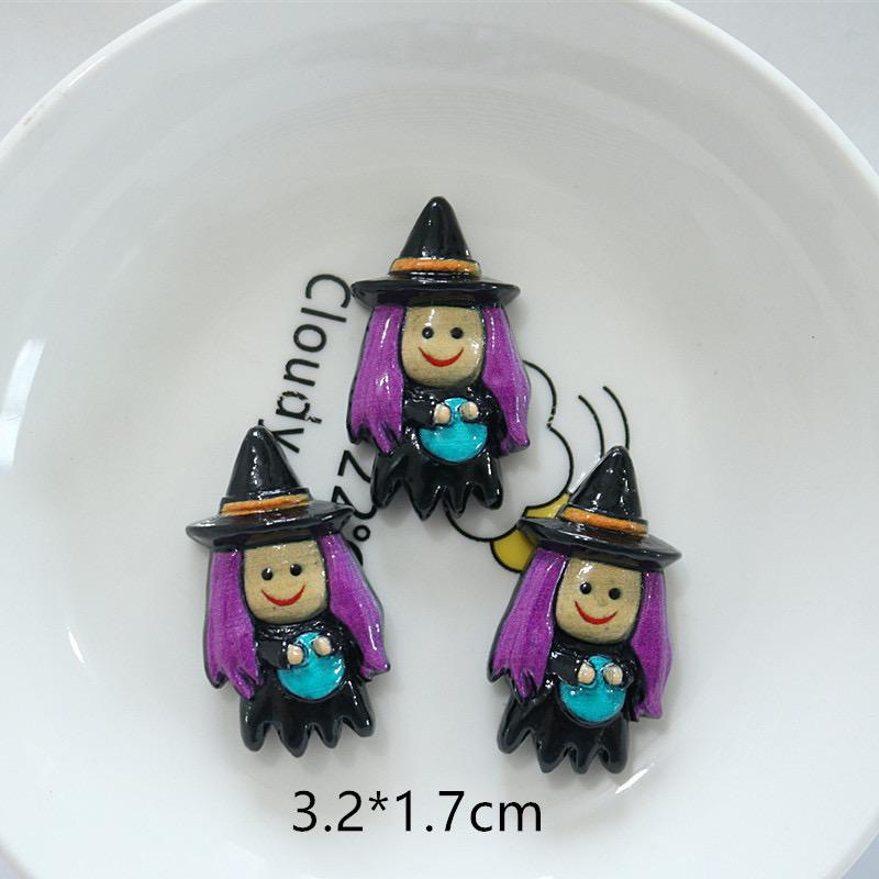 10Pcs Resin Colorful Kawaii Eye Bat Pumpkin owl Ghost Skull Figurines Flatback Stone DIY Bow Halloween Decor Scrapbook Crafts