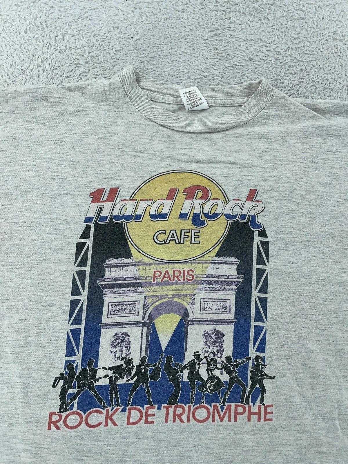 Hard Rock Cafe Paris T Shirt Mens XL Gray Rock De Triomphe Graphic Short Sleeve S