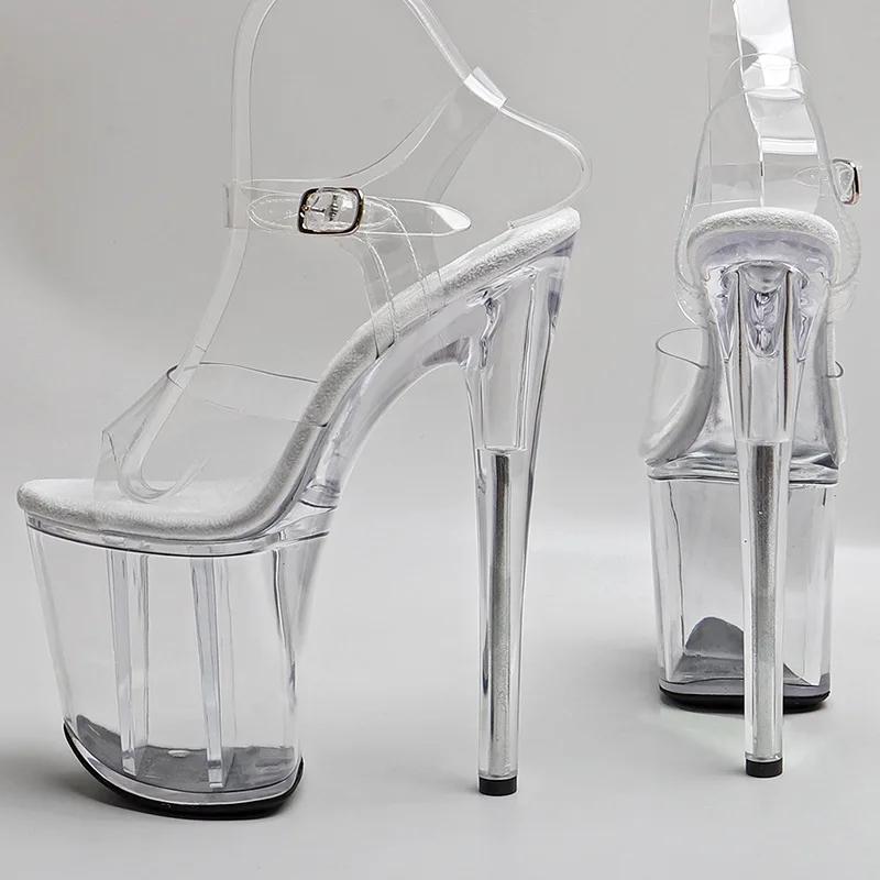 

Fashion Sexy Red High Heels Crystal Large Size Platform Sandals Shoes 8 Inch Nightclub Pole Dance Women s Goth Elegant 20CM Open Toe 36