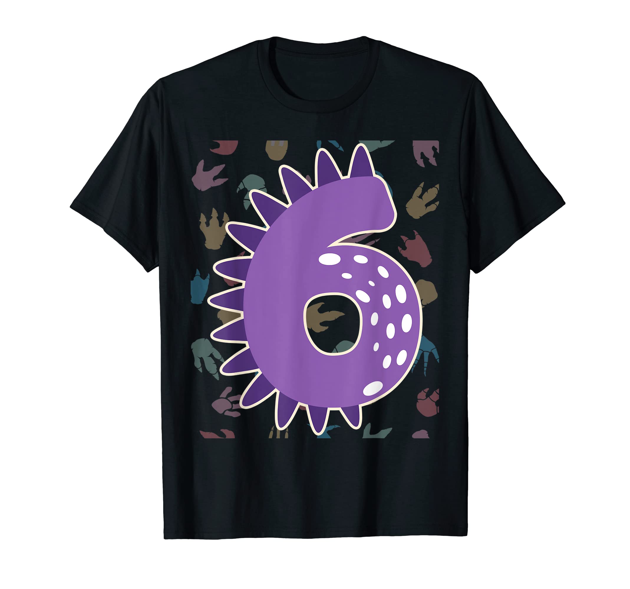 

Kids 6th Birthday Dinosaur 6 Dinosaurs Spike 6th Birthday T-Shirt чорний