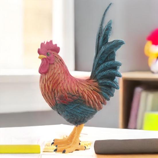 Farm Animal Rooster Figurine Miniature Simulation Poultry Animal Statue PVC Cock Model Prop Children Educational Toy Home Garden Decoration Gift
