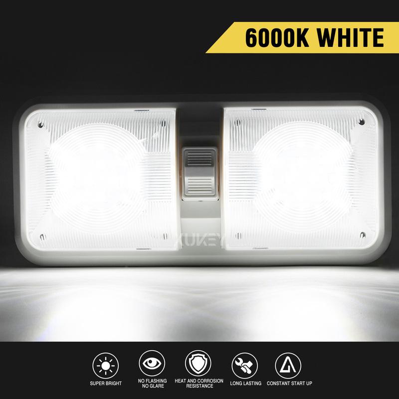 OEMASSIVE 12V 48LED 2835 SMD Interior Double Dome Ceiling Light Cabin Roof Lamp For RV Boat Camper Caravan Lorry Bus Motorhome