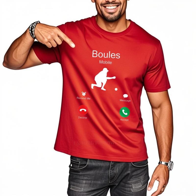 Casual summer For men tshirt Boules Mobile Player Silhouette Call Interface Short Sleeve Relaxed Fit ONeck Teeshirt S