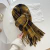 Winter New Retro Plaid Scarf Girls Versatile Thickened Warm Long Shawl Dual-purpose Double-sided Couple Scarf