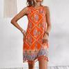 2026 new resort style print crew neck fringed hem women's dress