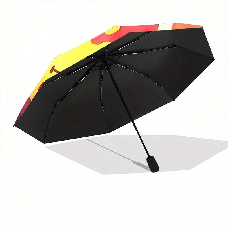 1pc Cute Fire Character Automatic Open/close Folding Umbrella, Compact Portable Travel Umbrella, Perfect Birthday/Christmas, Cute Umbrella,
