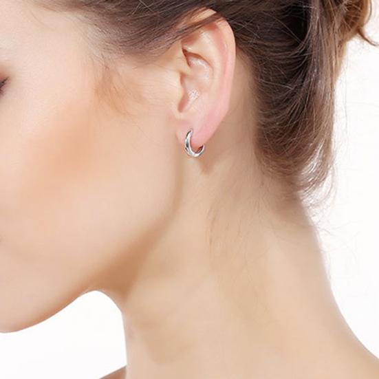 Men Women Silver Plated Smooth Small Hoop Huggie Earrings Party Jewelry Gift