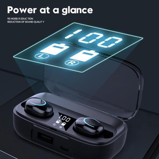 1 Set Wireless Headsets Digital Display Waterproof Delay Free Stereo Surround Stable Transmission Call Function Bluetooth-compatible