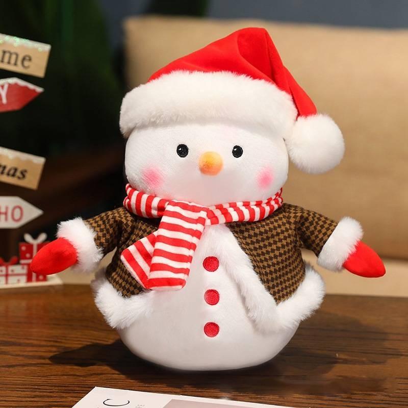 Adorable Plush Snowman Doll For Bedroom Decor Soft Stuffed Toy For Kids Christmas Gift