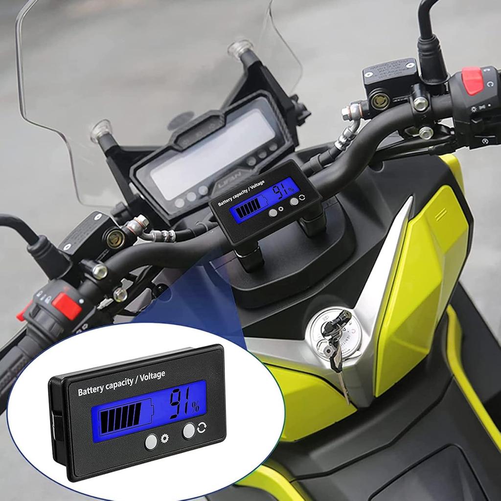 DC 12V 24V 36V 48V 72V Battery Monitor LCD Digital Battery Meter with Alarm, Front Setting and Switch Key, Battery Capacity Voltage Indicator