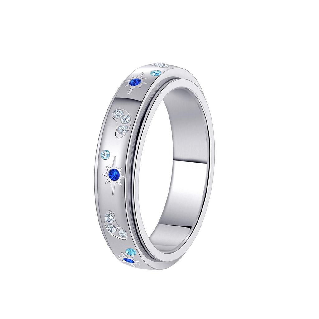 Europäisches und Amerikanisches Stern Sonne Schmetterling Strass Edelstahl Damen Ring Set