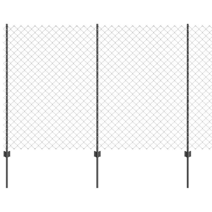VidaXL Clôture treillis avec 20 U Posts Gris 1.5x10 m Acier 3336271