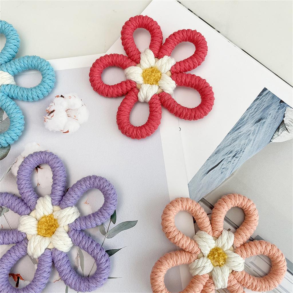 Woven Macrames Colorful Flower Wall Art Decoration for Living Room or Baby Kids Bedroom Nursery Wall Hanging Ornament