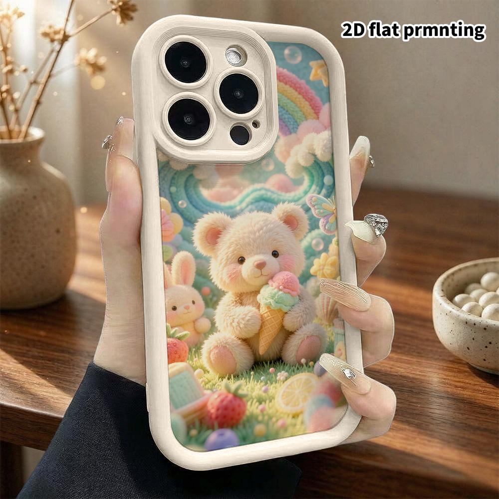 Phone Case: 2D Flat, Suitable for iPhone 18, 17, 16, 15, 14, 13, 12Pro Protective Case, Little Bear Picnic, Perfect Christmas and Halloween Holiday Gi