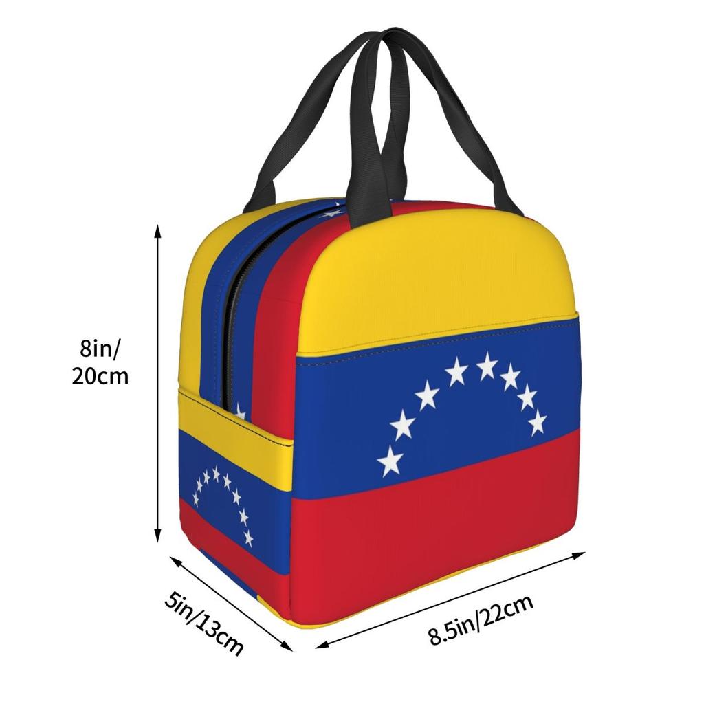 Bandera Venezolana, Mar Caribe en Sudamérica Bolsa de Almuerzo Aislada para Mujeres Niños Cajas de Comida Fiambrera Térmica Bolso