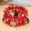 4Pcs Tree of Life Heart Bracelet Set For Women Acrylic Glass Beads Chain Elastic Bangle Female Fashion Party Jewelry