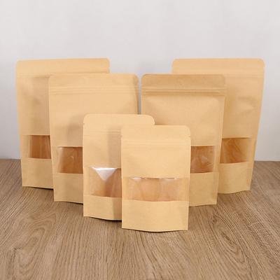 10pcs Zip Lock Kraft Paper Bag with Window Snack Food Candy Cookie Storage Bag Self Sealing Gift Pouch Wedding Party Home Supply