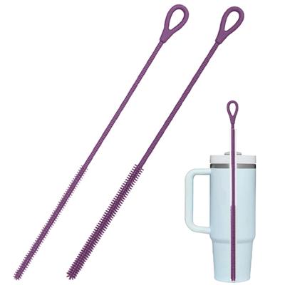 Silicone Straw Cleaner Brush, 2Pcs Straw Cleaner Brush Extra Long, Straw Brush Bristles Cleaner Brush For Cleaning Stanley