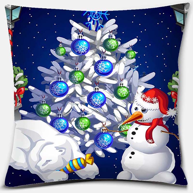 Blauer Weihnachtsstrauß Druckserie Muster Kissenbezug Quadratischer Kissenbezug Home Office Dekoration Kissenbezug