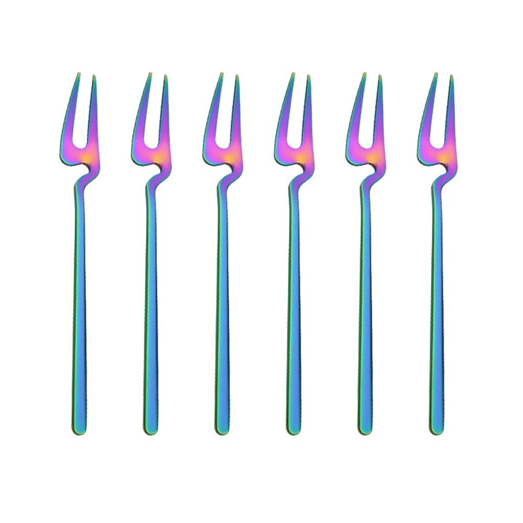 Set di 6 Forchette Nere Set Forchette Torta da Tè Snack Posate Stoviglie Acciaio Inossidabile Opaco Servizio di Posate Forchetta da Dessert Frutta