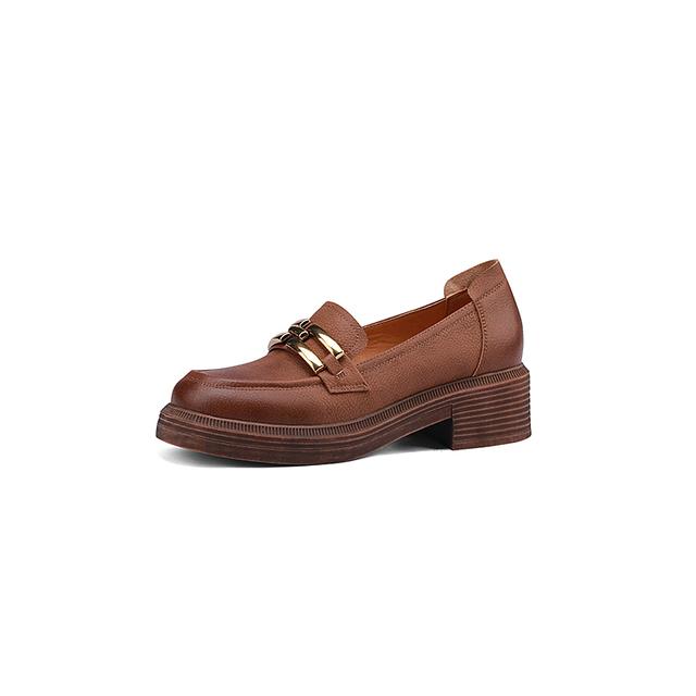 Ny Mote Nubuck Lær Damesko Retro Rund Tå Loafers Sko Dame Slip-On Platformsko Zapatos De Mujer Håndlaget