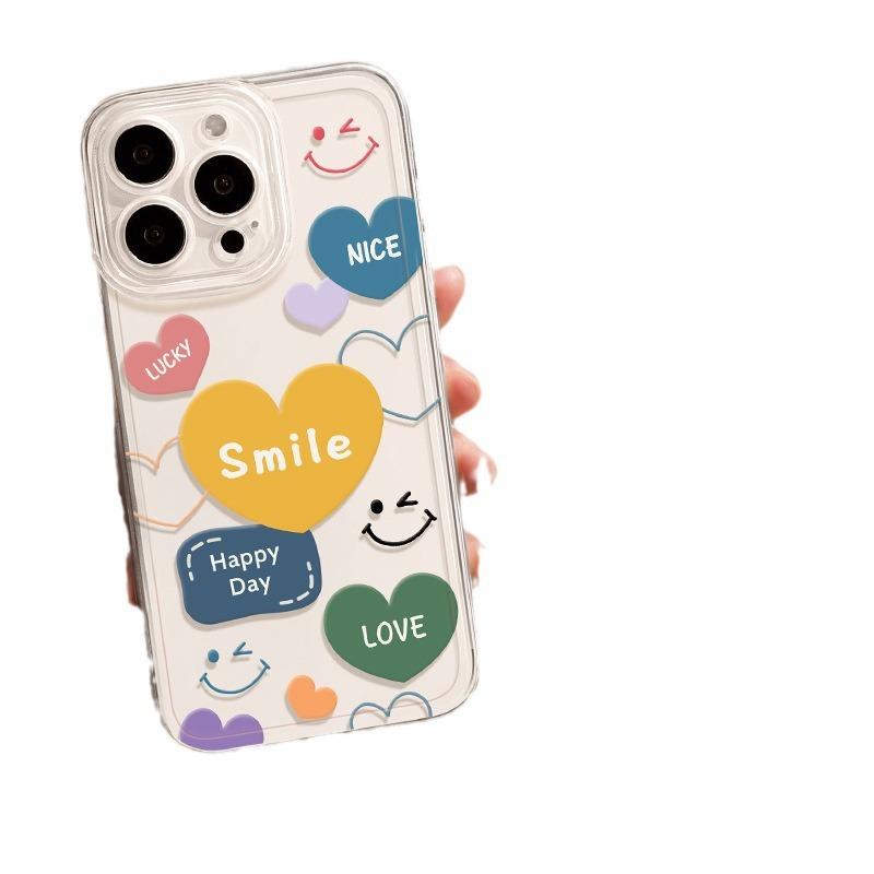

Чехол для телефона Apple 16 15plus в форме сердца с улыбающимся лицом, прозрачный 14 силиконовый 13mini защитный чехол 12promax Apple 6G/6S