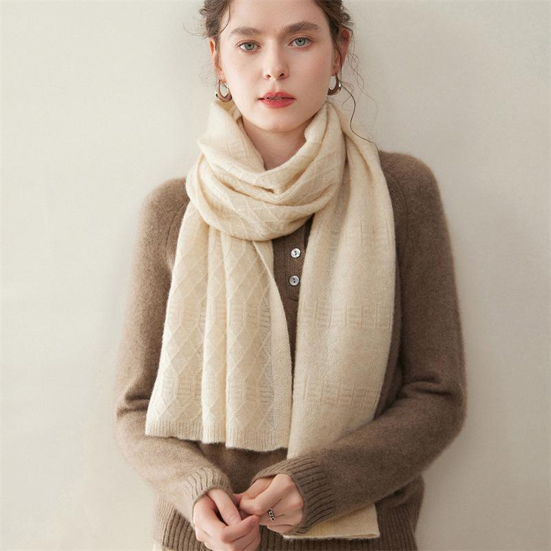 Women's 100% Pure Cashmere Scarf: Versatile, Warm, Solid Color for Autumn/Winter