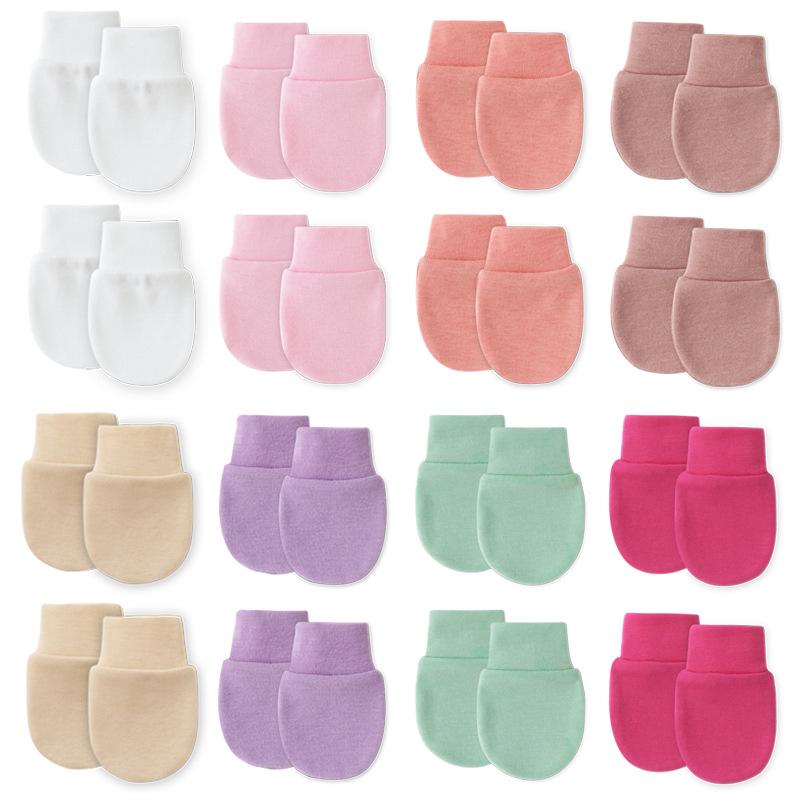 Newborn Baby Solid Color Anti-Scratch Gloves Set for All Seasons (0-3 Months) - Europe & US