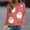 Women's Fashion Casual Long Sleeve Christmas Printed  Neck Sweatshirt Top