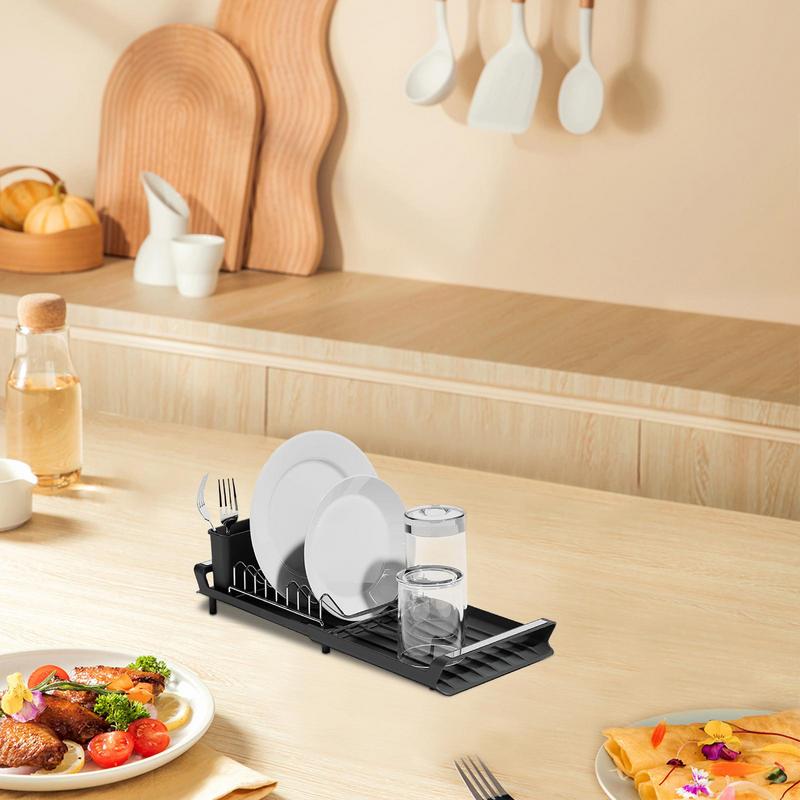 Dish Drain Rack Draining Storage Shelf Kitchen Utensil Holder Countertop Drainer Space-Saving  Dryer Rack For Dishes Cups Plate