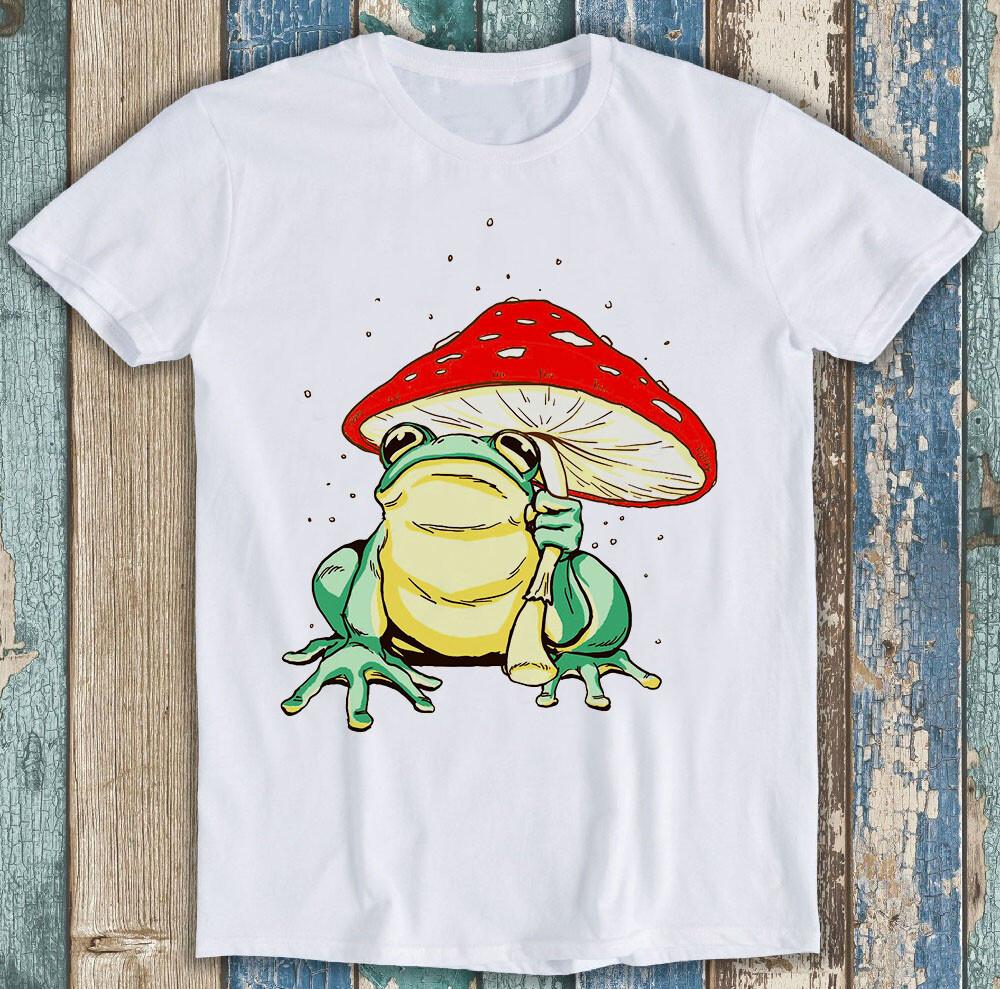 

Frog Toad With A Magic Mushroom Umbrella Funny Gift Tee T Shirt M1487 4XL