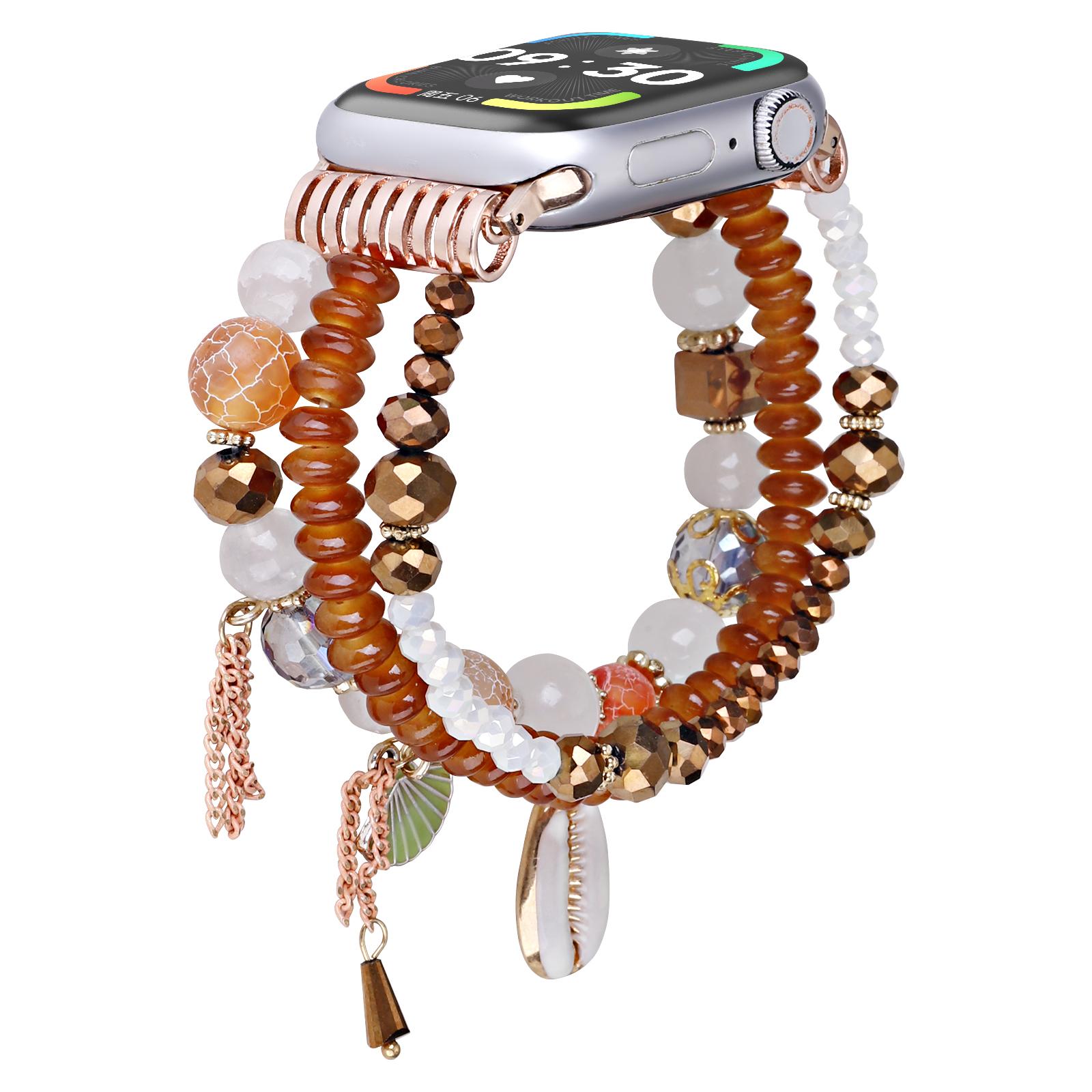 

Для Apple Watch Series 11 10 42мм/9 8 7 41мм/SE3 SE2 SE 6 5 4 40мм/3 2 1 38мм Корпус Бусини Ремінці Три Ряди A