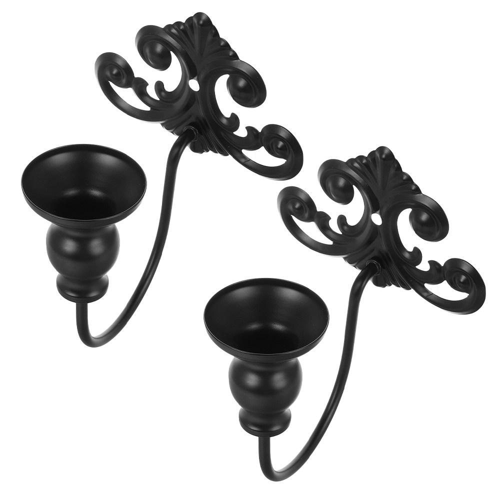 2Pcs Vintage Metal Wall Holder Iron European Sconce Cups Decorative Wall Hanging Candlestick for Living Bedroom Dining