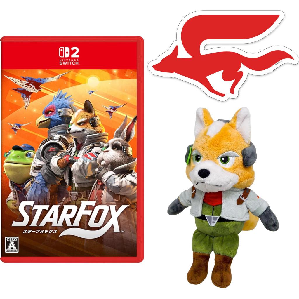 Star Fox Fox McCloud Plush Toy Icon Sticker 98mm X (Switch 2) & (S) - Bonus Die-cut (approx. 59mm) Included.