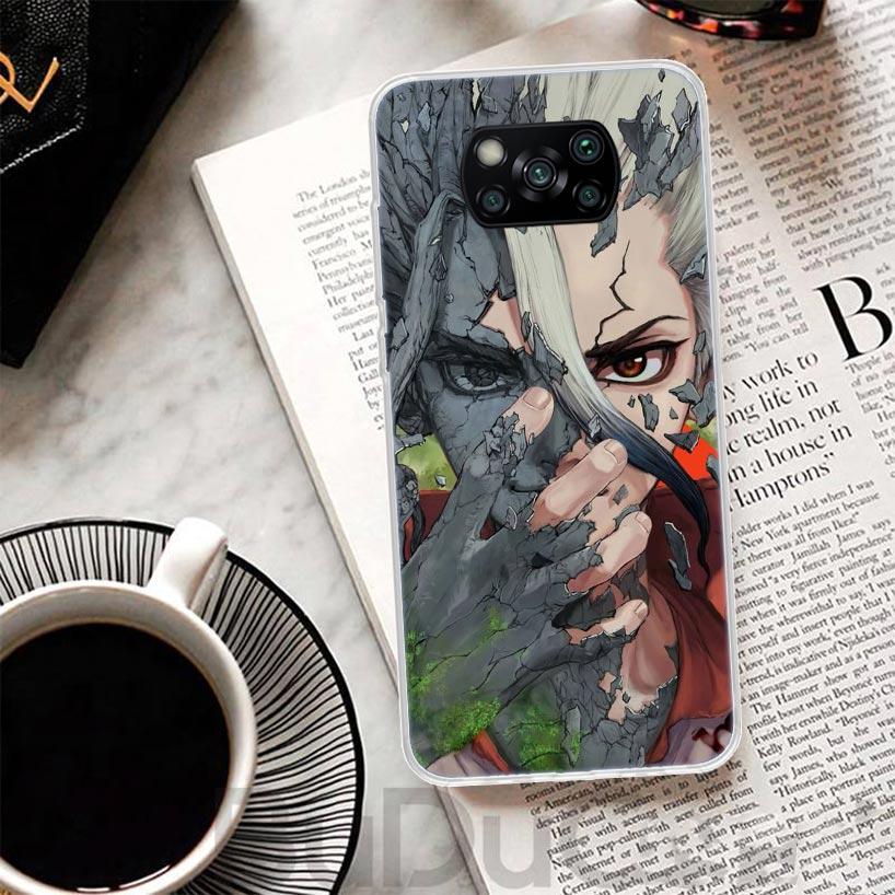 D-Dr Stone Anime Cover For Xiaomi Poco X7 X6 X5 Pro X3 Nfc F7 Ultra Phone Case F6 F5 X4 F4 Gt F3 M6 M5S M4 M3 Print Shell Poco X