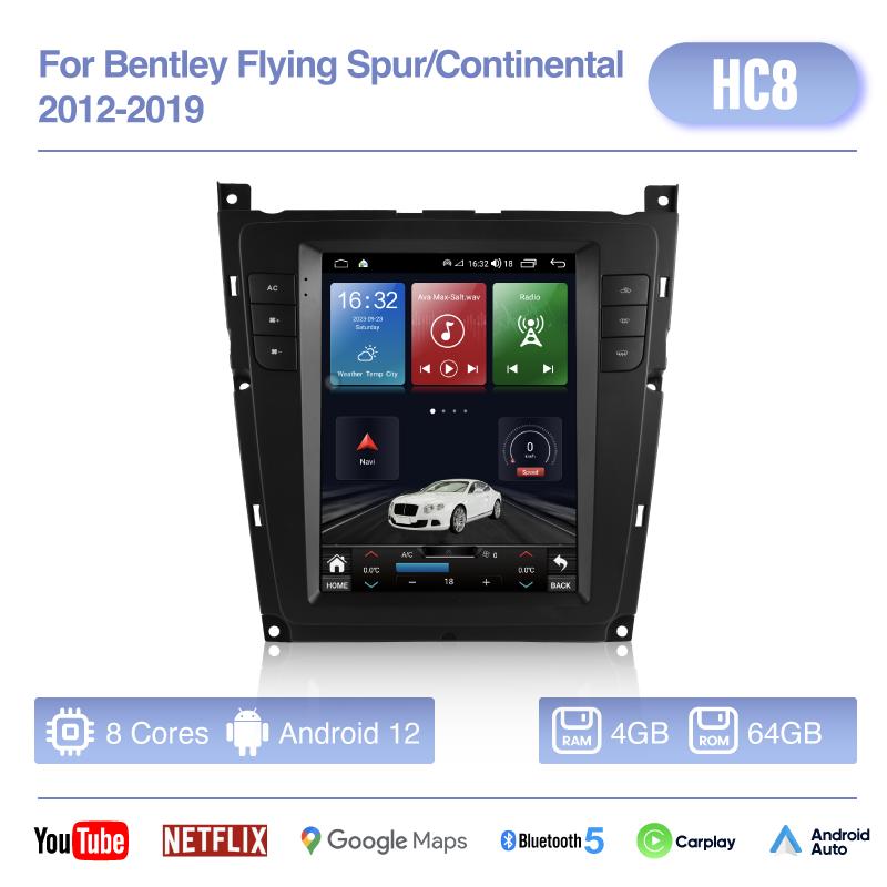 9.7 Inch For Bentley Flying Spur/Continental 2012-2019 GPS NavigationMediaCarPlayer 8Core 8+256G CarPlay 4G 360Camera Android12