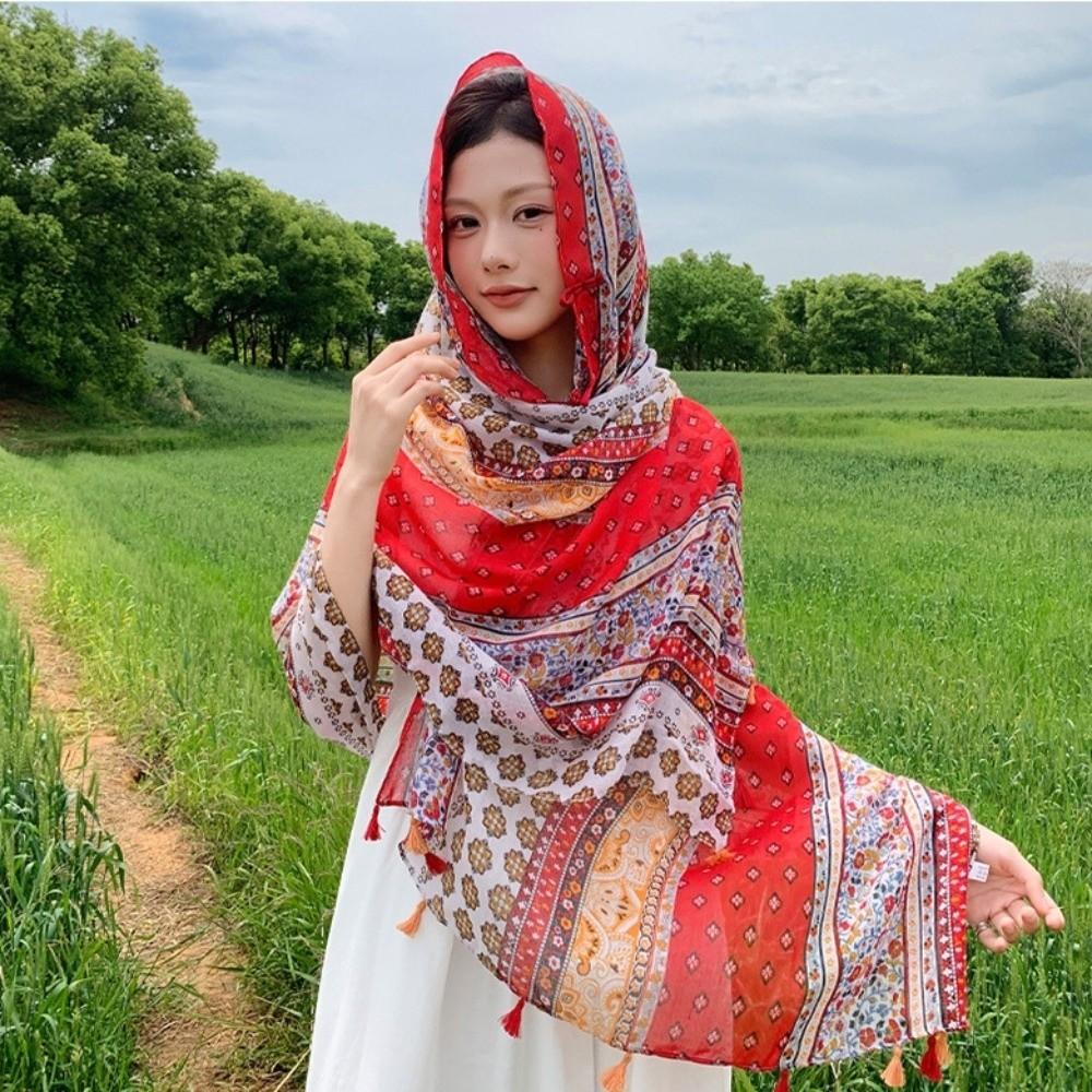 Tassels Cardigan Cape Paisley National Style Cloak Fashion Sunscreen Scarf Shawl  Holiday