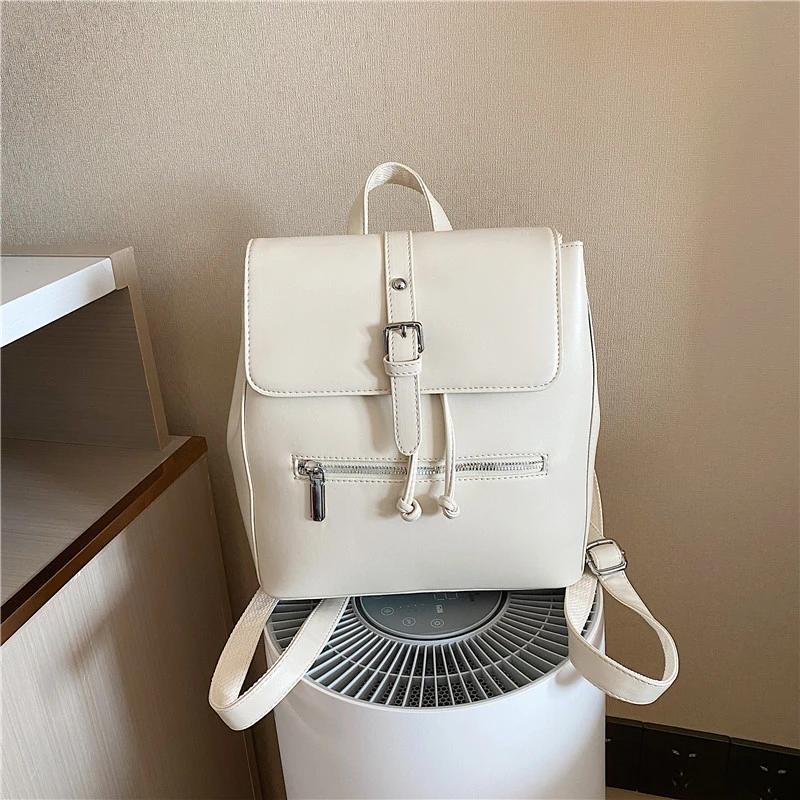 Solid Flap Women's Backpacks with Internal Compartments Zippered Inner Pocket High-quality Bags PU Fashion Backpacks