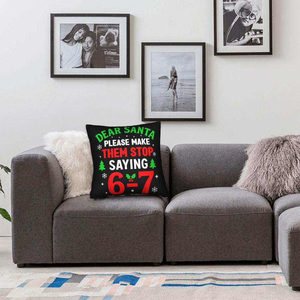 Dear Santa 67 Funny Christmas Pillow Case  Graphic Pillow Cover For Sofa Couch Bed Living Room Vintage Pillowcases